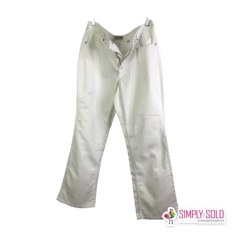 Coldwater Creek Womens 12P Flared Pants Natural Fit Hi-Rise White Cotton Stretch